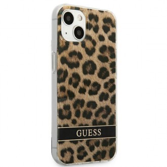 Guess GUHCP13MHSLEOW iPhone 13 6,1&quot; hnědý/hnědý pevný obal Leopard