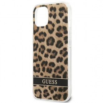 Guess GUHCP13MHSLEOW iPhone 13 6,1&quot; hnědý/hnědý pevný obal Leopard