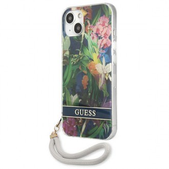 Guess GUHCP13SHFLSB iPhone 13 mini 5,4&quot; modro/modré pevné pouzdro Flower Strap