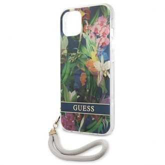 Guess GUHCP13SHFLSB iPhone 13 mini 5,4&quot; modro/modré pevné pouzdro Flower Strap