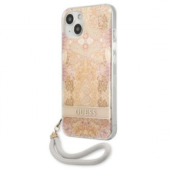 Guess GUHCP13SHFLSD iPhone 13 mini 5,4&quot; zlaté/zlaté pevné pouzdro Flower Strap