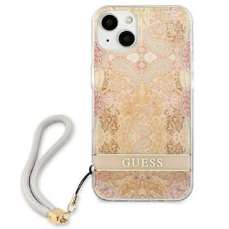 Guess GUHCP13SHFLSD iPhone 13 mini 5,4&quot; zlaté/zlaté pevné pouzdro Flower Strap
