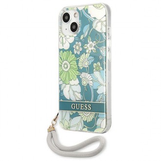 Guess GUHCP13SHFLSN iPhone 13 mini 5,4&quot; zelené/zelené pevné pouzdro Flower Strap