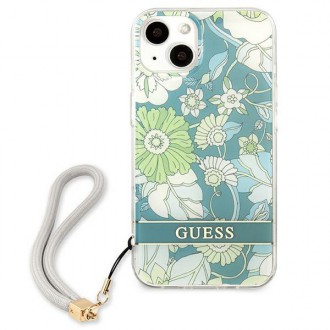 Guess GUHCP13SHFLSN iPhone 13 mini 5,4&quot; zelené/zelené pevné pouzdro Flower Strap