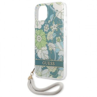 Guess GUHCP13SHFLSN iPhone 13 mini 5,4&quot; zelené/zelené pevné pouzdro Flower Strap