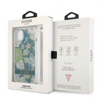 Guess GUHCP13SHFLSN iPhone 13 mini 5,4&quot; zelené/zelené pevné pouzdro Flower Strap