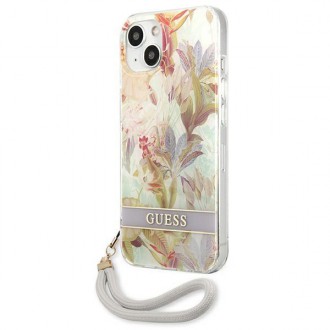 Guess GUHCP13SHFLSU iPhone 13 mini 5,4&quot; fialové/fialové pevné pouzdro Flower Strap