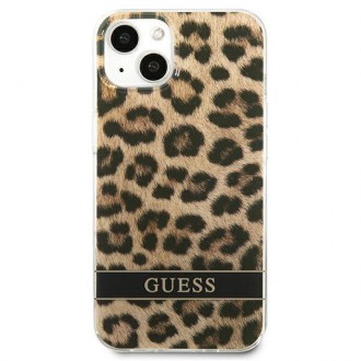 Guess GUHCP13SHSLOW iPhone 13 mini 5,4&quot; hnědé/hnědé pevné pouzdro Leopard