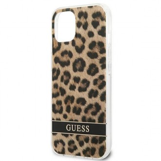 Guess GUHCP13SHSLOW iPhone 13 mini 5,4&quot; hnědé/hnědé pevné pouzdro Leopard