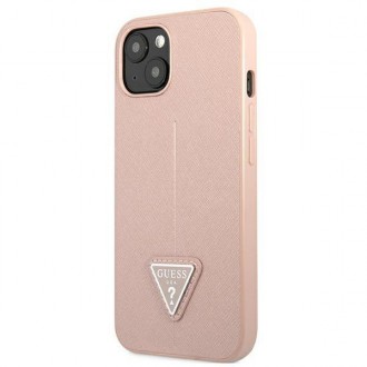Guess GUHCP13SPSATLP iPhone 13 mini 5,4&quot; růžové/růžové pevné pouzdro SaffianoTriangle Logo