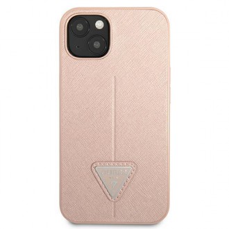 Guess GUHCP13SPSATLP iPhone 13 mini 5,4&quot; růžové/růžové pevné pouzdro SaffianoTriangle Logo