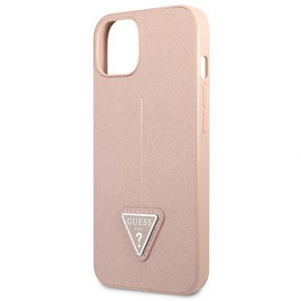 Guess GUHCP13SPSATLP iPhone 13 mini 5,4&quot; růžové/růžové pevné pouzdro SaffianoTriangle Logo