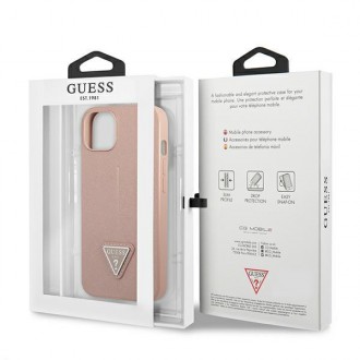 Guess GUHCP13SPSATLP iPhone 13 mini 5,4&quot; růžové/růžové pevné pouzdro SaffianoTriangle Logo