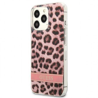 Guess GUHCP13XHSLEOP iPhone 13 Pro Max 6,7&quot; růžové/růžové pevné pouzdro Leopard