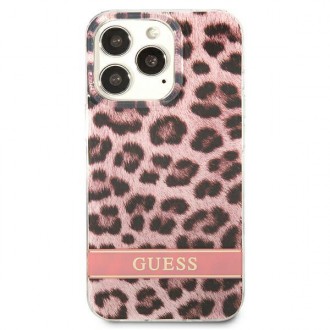 Guess GUHCP13XHSLEOP iPhone 13 Pro Max 6,7&quot; růžové/růžové pevné pouzdro Leopard