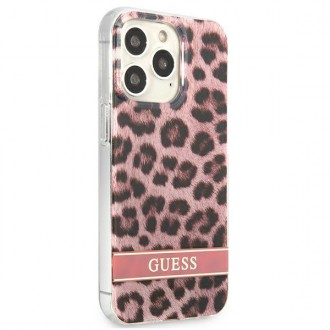 Guess GUHCP13XHSLEOP iPhone 13 Pro Max 6,7&quot; růžové/růžové pevné pouzdro Leopard