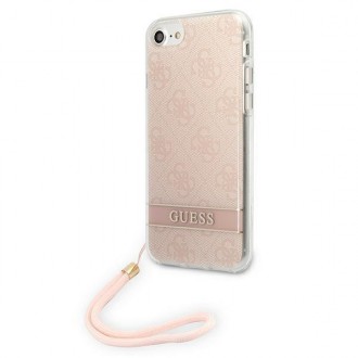 Guess GUOHCI8H4STP iPhone SE 2022 / SE 2020 / 7/ 8 růžové/růžové pevné pouzdro 4G Print Strap