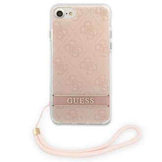 Guess GUOHCI8H4STP iPhone SE 2022 / SE 2020 / 7/ 8 růžové/růžové pevné pouzdro 4G Print Strap
