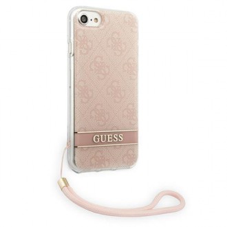 Guess GUOHCI8H4STP iPhone SE 2022 / SE 2020 / 7/ 8 růžové/růžové pevné pouzdro 4G Print Strap