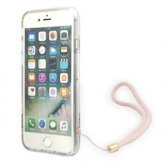 Guess GUOHCI8H4STP iPhone SE 2022 / SE 2020 / 7/ 8 růžové/růžové pevné pouzdro 4G Print Strap