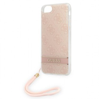 Guess GUOHCI8H4STP iPhone SE 2022 / SE 2020 / 7/ 8 růžové/růžové pevné pouzdro 4G Print Strap
