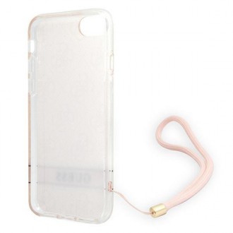 Guess GUOHCI8H4STP iPhone SE 2022 / SE 2020 / 7/ 8 růžové/růžové pevné pouzdro 4G Print Strap