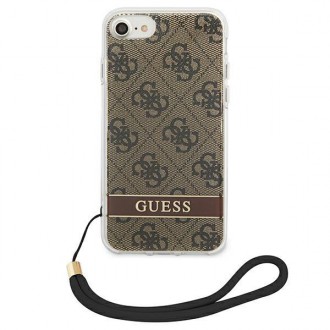 Guess GUOHCI8H4STW iPhone SE 2022 / SE 2020 / 7/ 8 hnědé/hnědé pevné pouzdro 4G Print Strap