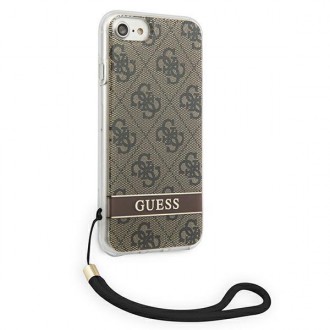 Guess GUOHCI8H4STW iPhone SE 2022 / SE 2020 / 7/ 8 hnědé/hnědé pevné pouzdro 4G Print Strap