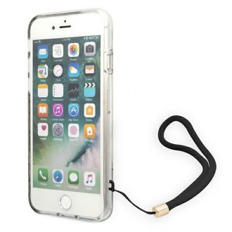 Guess GUOHCI8H4STW iPhone SE 2022 / SE 2020 / 7/ 8 hnědé/hnědé pevné pouzdro 4G Print Strap