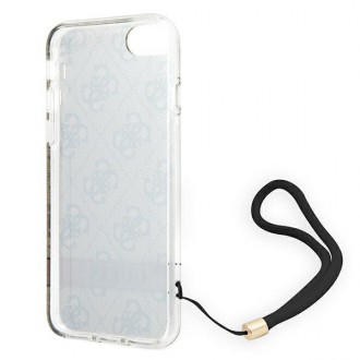 Guess GUOHCI8H4STW iPhone SE 2022 / SE 2020 / 7/ 8 hnědé/hnědé pevné pouzdro 4G Print Strap