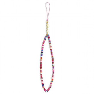 Guess přívěsek GUSTGMPP Phone Strap multicolor pink/multicolor pink Heishi Beads