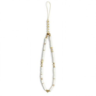 Guess přívěsek GUSTPEAW Phone Strap white/white Heishi Beads