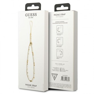 Guess přívěsek GUSTPEAW Phone Strap white/white Heishi Beads