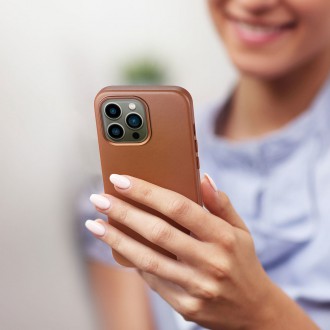 Dux Ducis Naples case for iPhone 13 Pro leather cover (MagSafe compatible) brown