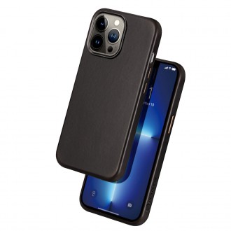 Dux Ducis Naples case for iPhone 13 Pro leather cover (MagSafe compatible) dark brown