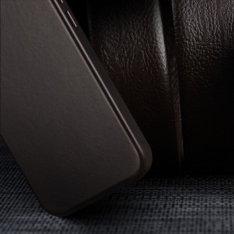 Dux Ducis Naples case for iPhone 13 Pro leather cover (MagSafe compatible) dark brown