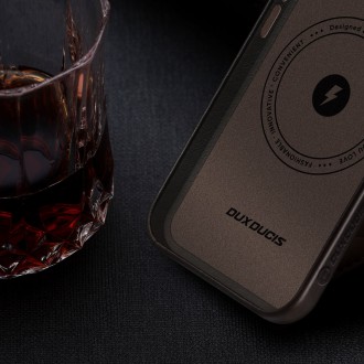 Dux Ducis Naples case for iPhone 13 Pro leather cover (MagSafe compatible) dark brown