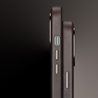 Dux Ducis Naples case for iPhone 13 Pro leather cover (MagSafe compatible) dark brown
