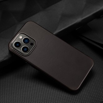 Dux Ducis Naples case for iPhone 13 Pro leather cover (MagSafe compatible) dark brown