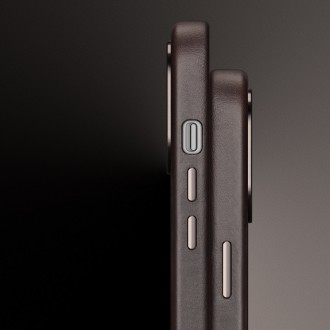 Dux Ducis Naples case for iPhone 13 leather cover (MagSafe compatible) dark brown