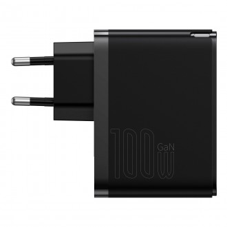 Baseus GaN5 Pro rychlá univerzální nástěnná nabíječka GaN USB Typ C / USB 100W PD3.0, QC4.0+, AFC černá (CCGP090201)