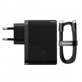 Baseus GaN5 Pro rychlá univerzální nástěnná nabíječka GaN USB Typ C / USB 100W PD3.0, QC4.0+, AFC černá (CCGP090201)
