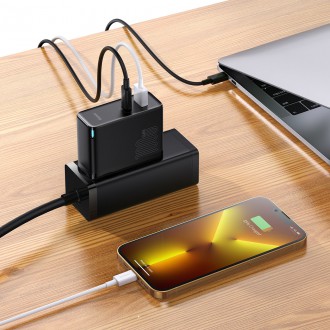 Baseus GaN5 Pro rychlá univerzální nástěnná nabíječka GaN USB Typ C / USB 100W PD3.0, QC4.0+, AFC černá (CCGP090201)