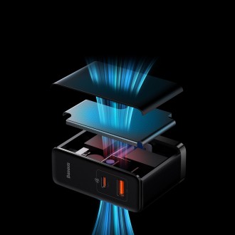 Baseus GaN5 Pro rychlá univerzální nástěnná nabíječka GaN USB Typ C / USB 100W PD3.0, QC4.0+, AFC černá (CCGP090201)