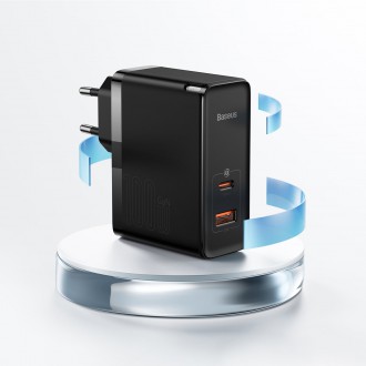 Baseus GaN5 Pro rychlá univerzální nástěnná nabíječka GaN USB Typ C / USB 100W PD3.0, QC4.0+, AFC černá (CCGP090201)