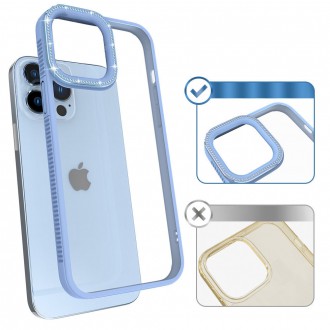 Kingxbar Sparkle Series case iPhone 13 Pro with crystals back cover blue