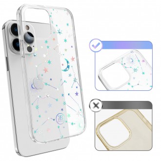 Kingxbar Lucky Series iPhone 13 Pro case decorated with original Swarovski crystals transparent (Zodiac)