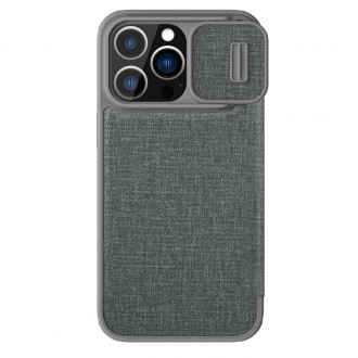 Nillkin Qin Cloth Pro Case Case for iPhone 13 Pro Camera Protector Holster Cover Flip Cover Gray