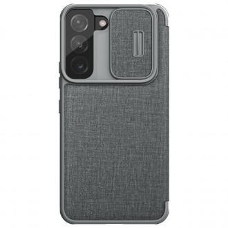 Nillkin Qin Cloth Pro Case Case for Samsung Galaxy S22 + (S22 Plus) Camera Protector Holster Cover Flip Cover Gray