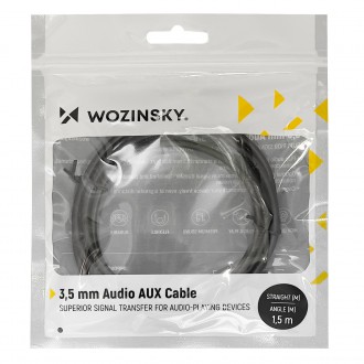 Wozinsky AUX kabel úhlový (samec-samec) mini jack kabel 3 m černý